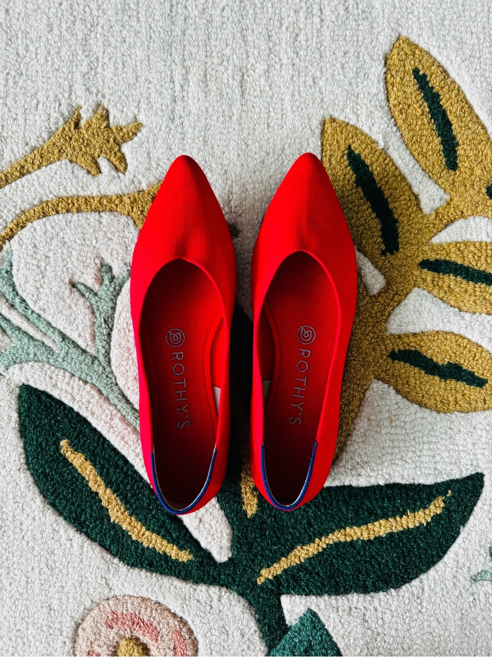 Rothy's Red Pointed Knit Flats